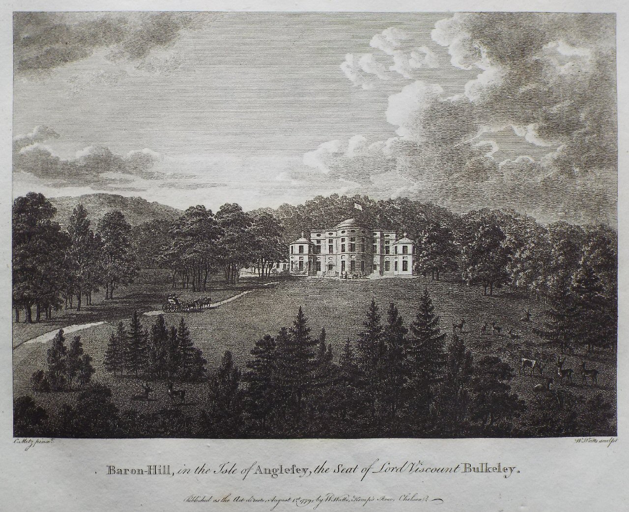 Print - Baron Hill, in the Isle of Anglesey, the Seat of Lord Viscount Bulkeley - Watts